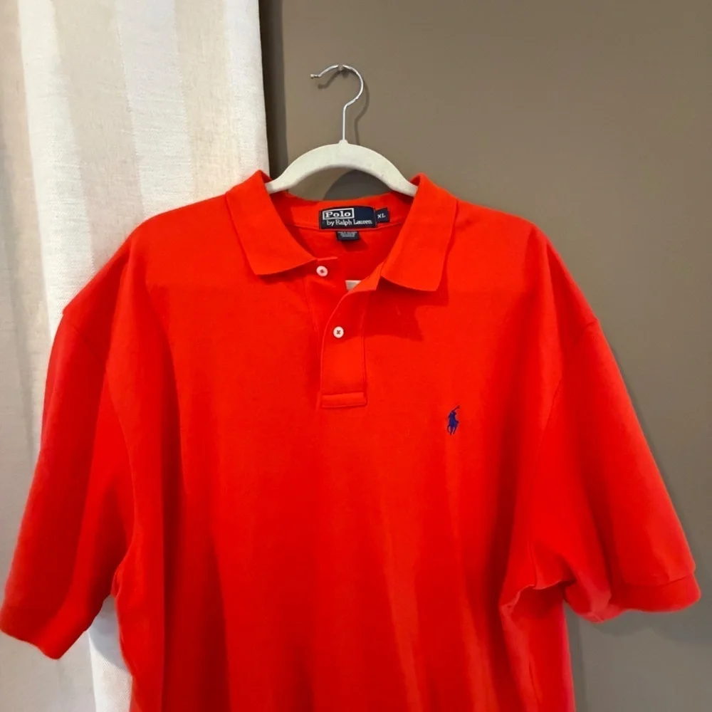 Polo Ralph Lauren Men's Orange Polo Cotton Preppy Shirt, Size XL